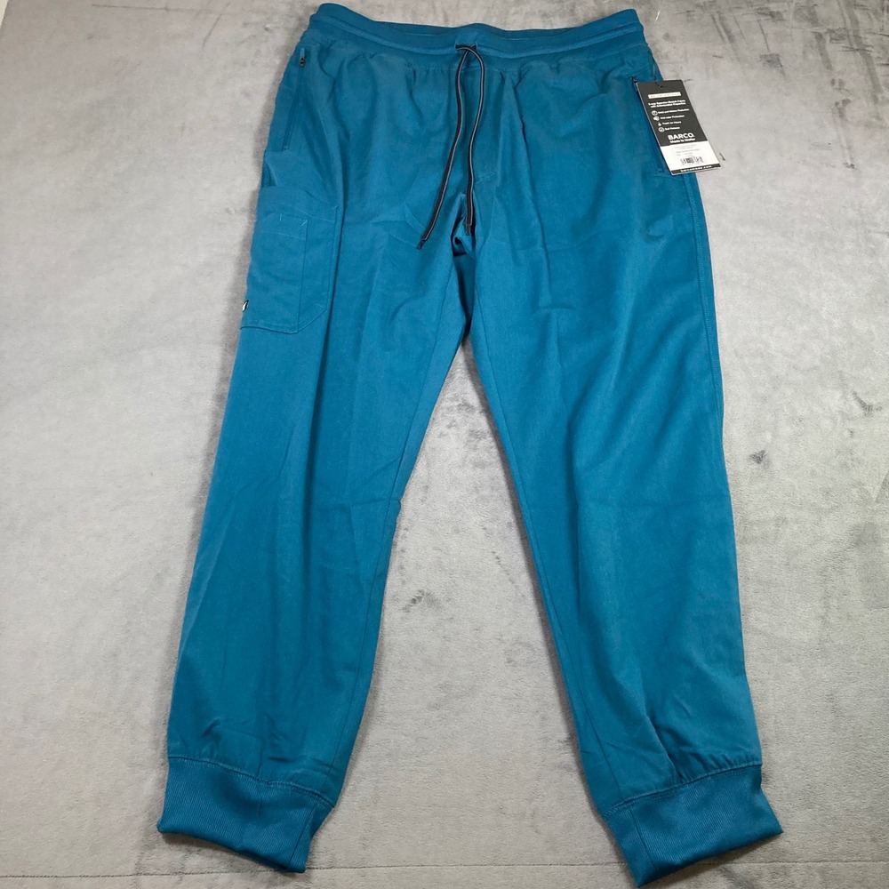 Greys Anatomy by Barco Mens Bahama Blue Spandex Stretch Jogger Scrub Pants Large